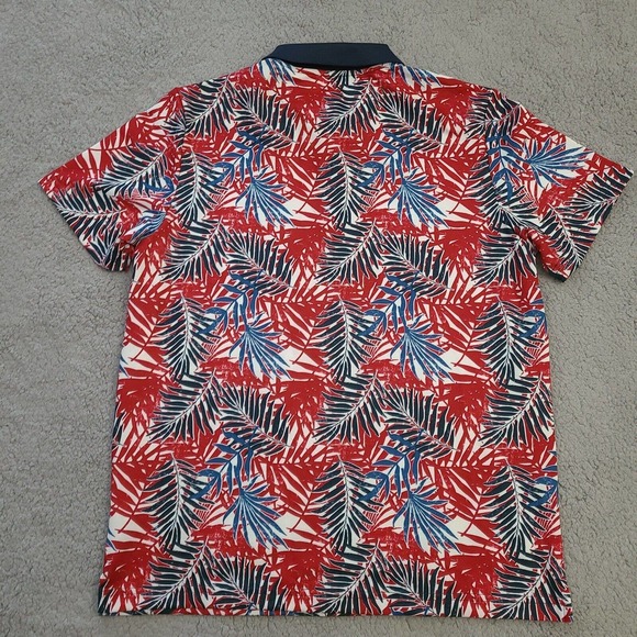 Goodfellow & Co Polo Shirt Mens Large Hawaiian Aloha Palm Floral Knit Collar - Picture 2 of 10